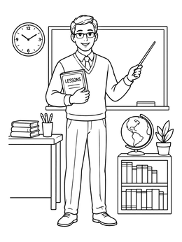 Free printable Friendly Teacher In Classroom coloring page