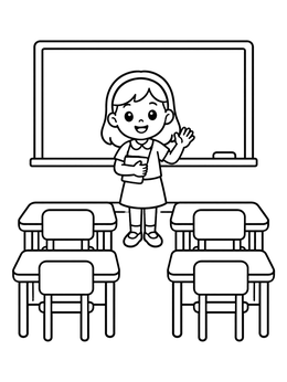 Free printable Friendly Teacher In Classroom coloring page
