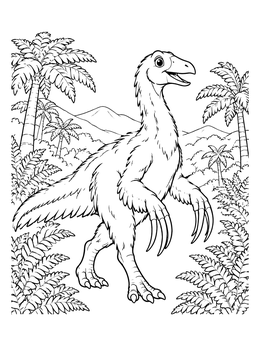 Free printable Friendly Therizinosaurus In Prehistoric Jungle coloring page
