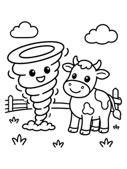 Free printable Friendly Little Tornado And Cow coloring page