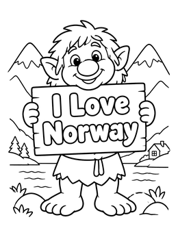 Free printable Friendly Troll Loving Norway coloring page