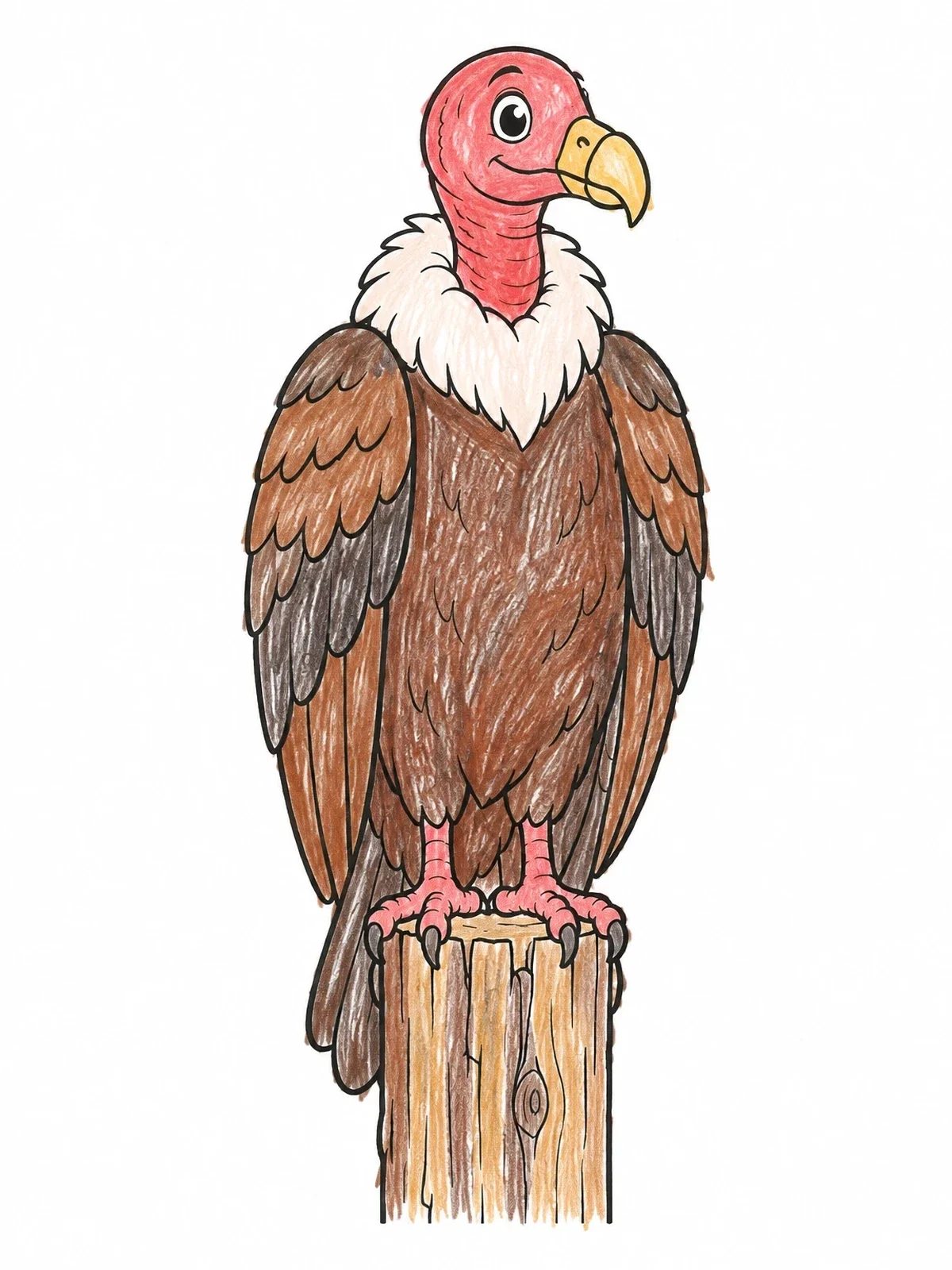 Colored example of the Friendly Turkey Vulture On Post coloring page