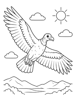 Free printable Friendly Turkey Vulture Soaring High coloring page