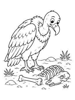 Free printable Friendly Vulture And Desert Bones coloring page