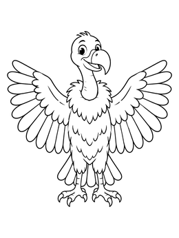 Free printable Friendly Vulture Spreading Wings coloring page