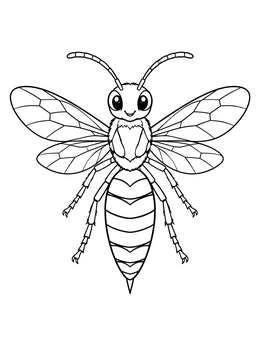 Free printable Friendly Wasp From Above coloring page