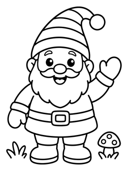 Free printable Friendly Waving Garden Gnome coloring page