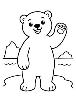 Free printable Friendly Waving Polar Bear coloring page