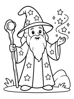 Friendly Wizard Casting Magic Stars