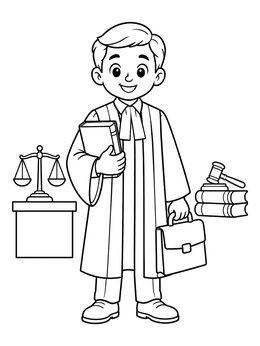 Free printable Friendly Young Lawyer In Robes coloring page