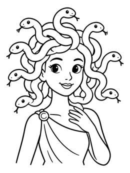 Free printable Friendly Young Medusa With Snake Hair coloring page