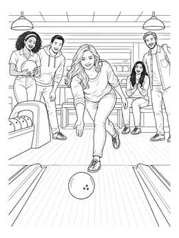 Free printable Friends Bowling At The Alley coloring page