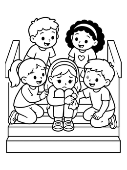 Free printable Friends Comforting A Sad Girl coloring page