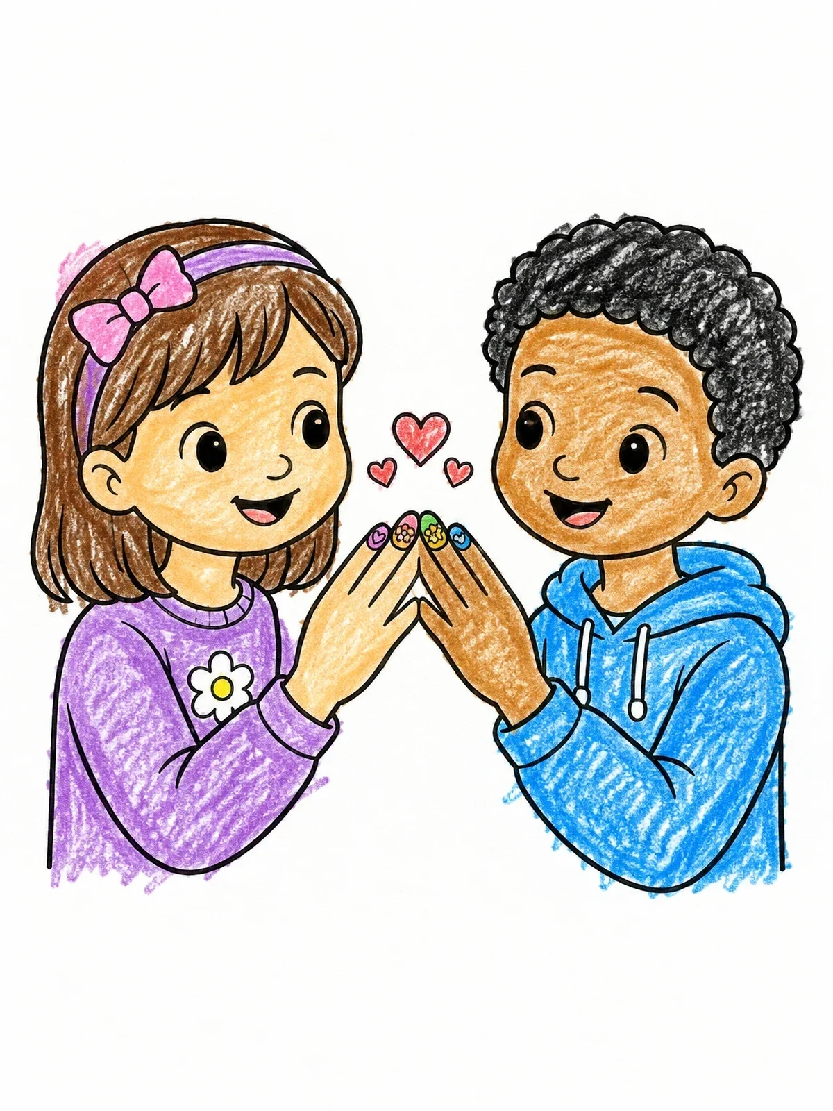 Colored example of the Friends Showing Decorated Nails coloring page