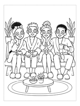 Free printable Friends Relaxing On Spa Day coloring page