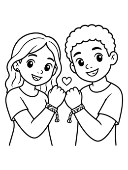 Free printable Friends Showing Friendship Bracelets coloring page