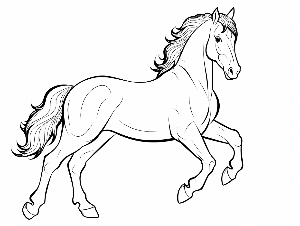 Friesian Horse Drawing For Kids - Coloring Page