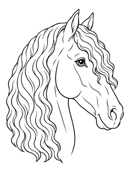 Free printable Friesian Horse Profile With Wavy Mane coloring page