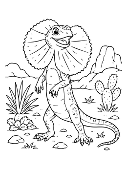 Free printable Frilled Neck Lizard In The Desert coloring page