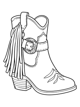 Free printable Fringed Ankle Cowgirl Boot coloring page