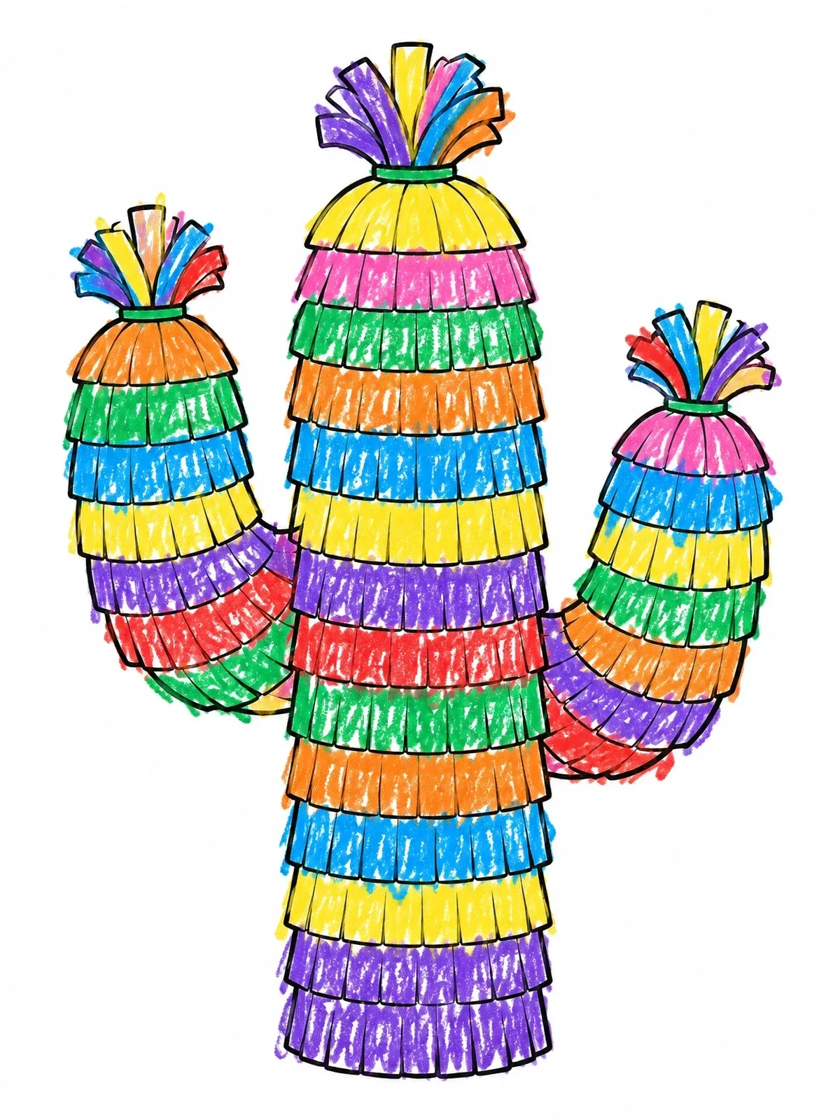 Colored example of the Fringed Cactus Piñata coloring page