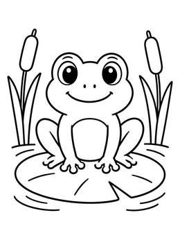 Free printable Cute Frog On A Lily Pad coloring page