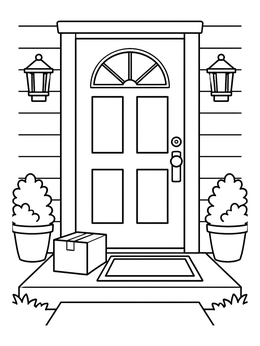 Free printable Front Door With Delivery Package coloring page