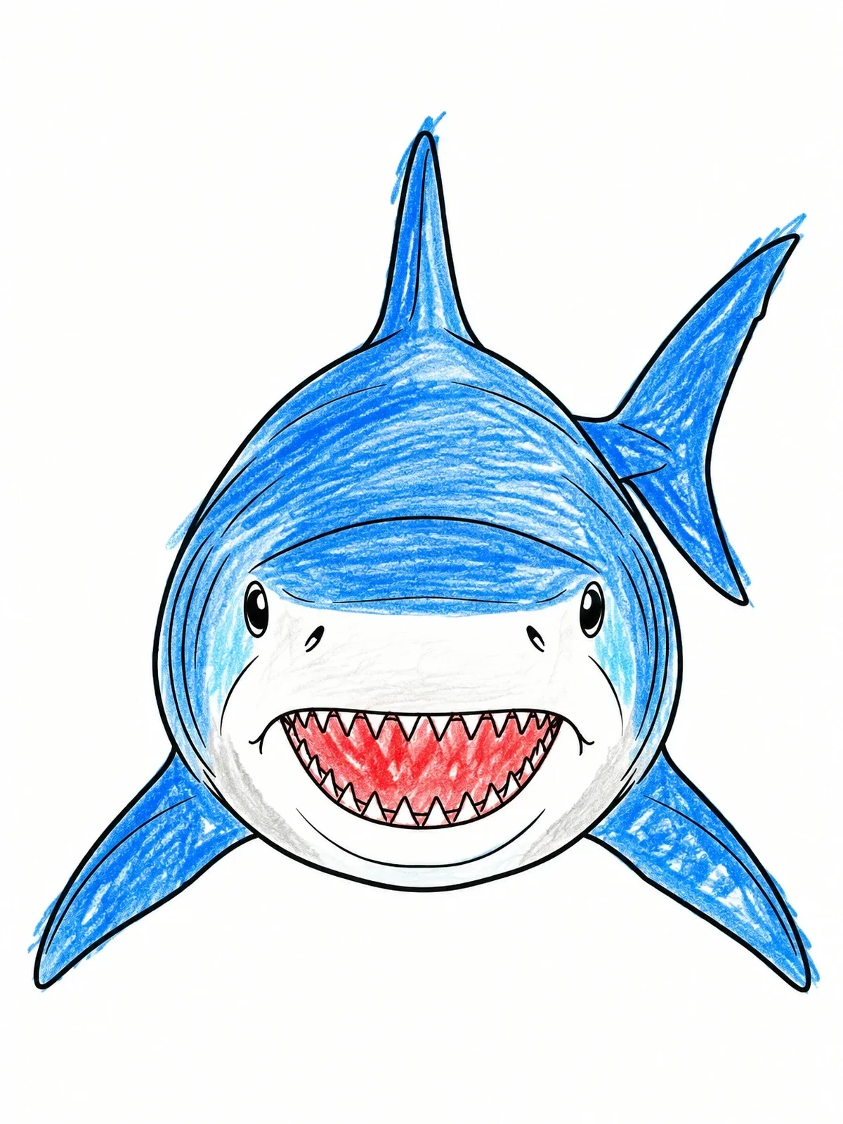Colored example of the Front View Of A Bull Shark coloring page