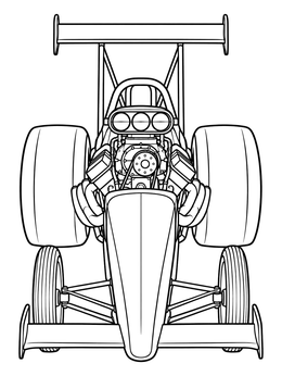 Free printable Front View Dragster Race Car coloring page