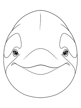 A close-up killer whale coloring page showing a friendly orca head from the front.