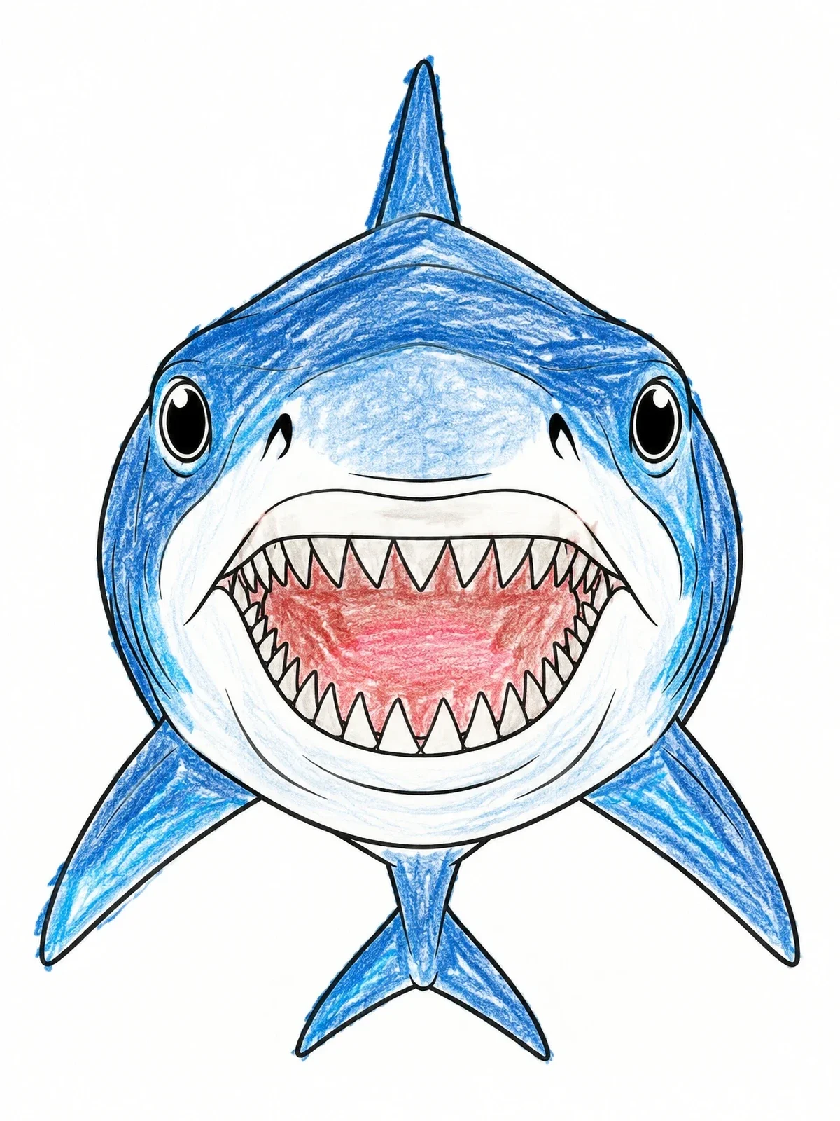 Colored example of the Front View Of A Mako Shark coloring page