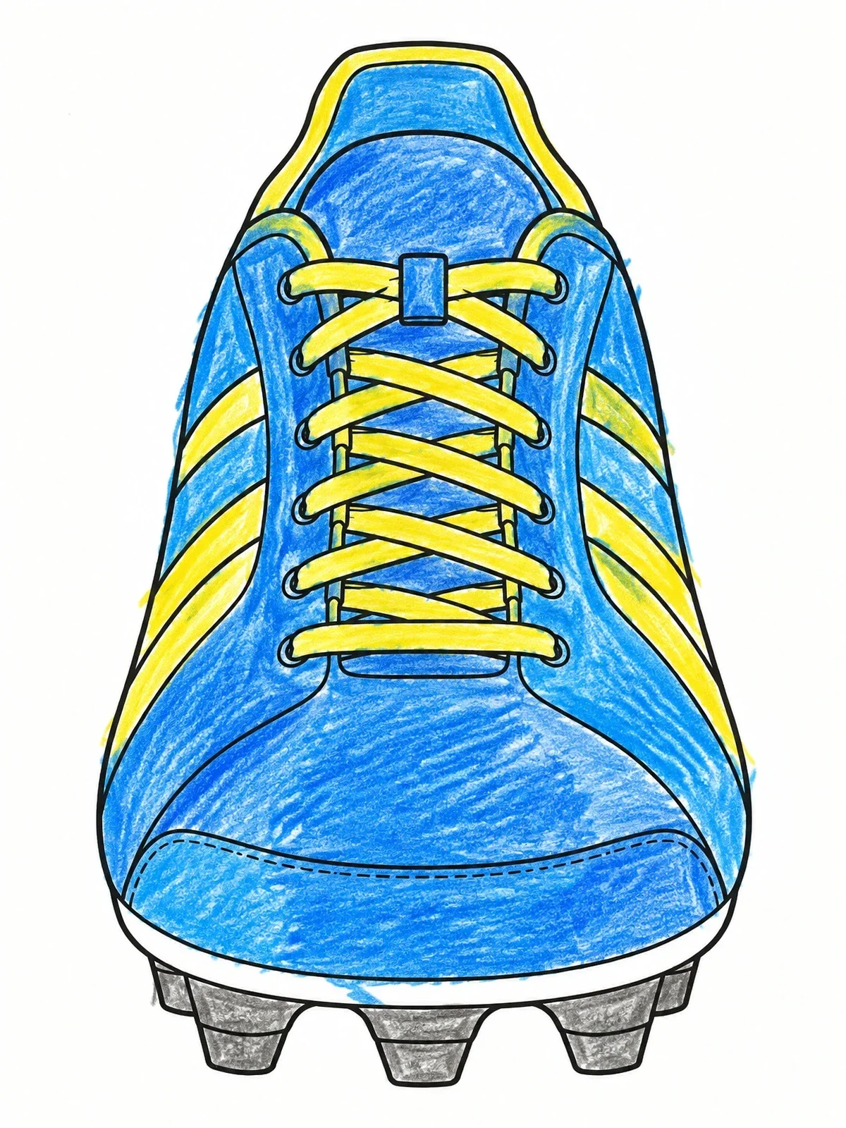 Colored example of the Front View Soccer Cleat coloring page