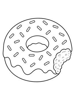 Free printable Frosted Donut With A Bite coloring page