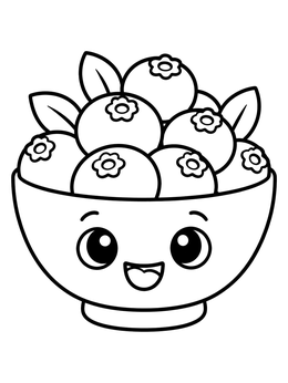 Free printable Cute Bowl Of Blueberries coloring page