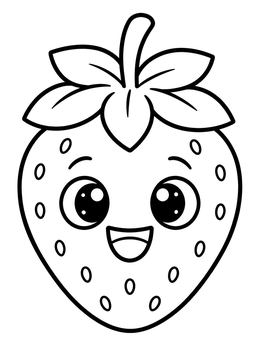 Free printable Cute Smiling Cartoon Strawberry coloring page