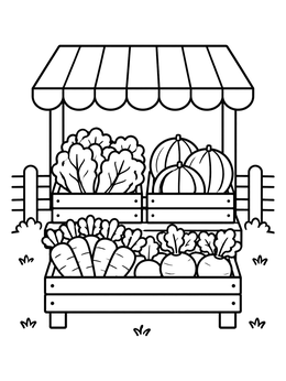 Free printable Fresh Farm Vegetable Stand coloring page
