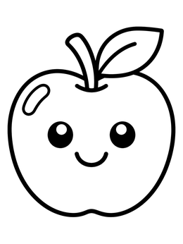 Free printable Cute Smiling Apple With Leaf coloring page