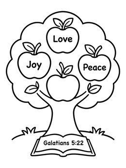 Free printable Fruit Of The Spirit Apple Tree coloring page