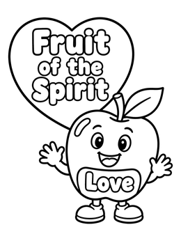 Free printable Happy Love Apple Fruit Of The Spirit coloring page