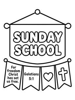 Free printable Sunday School Galatians Pennant Banners coloring page