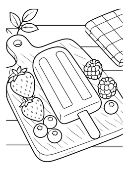 Free printable Fruit Popsicle With Fresh Berries coloring page