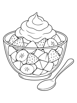 Free printable Fruit Salad With Whipped Cream coloring page