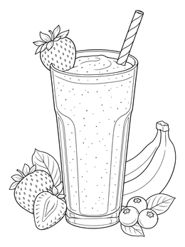 Free printable Fresh Fruit Smoothie With Strawberries coloring page