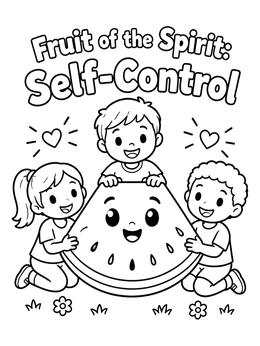 Free printable Fruit Of The Spirit Self Control Watermelon coloring page