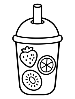 Free printable Fruity Boba Tea With Straw coloring page