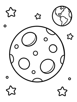 Free printable Full Moon Orbiting Near Earth coloring page