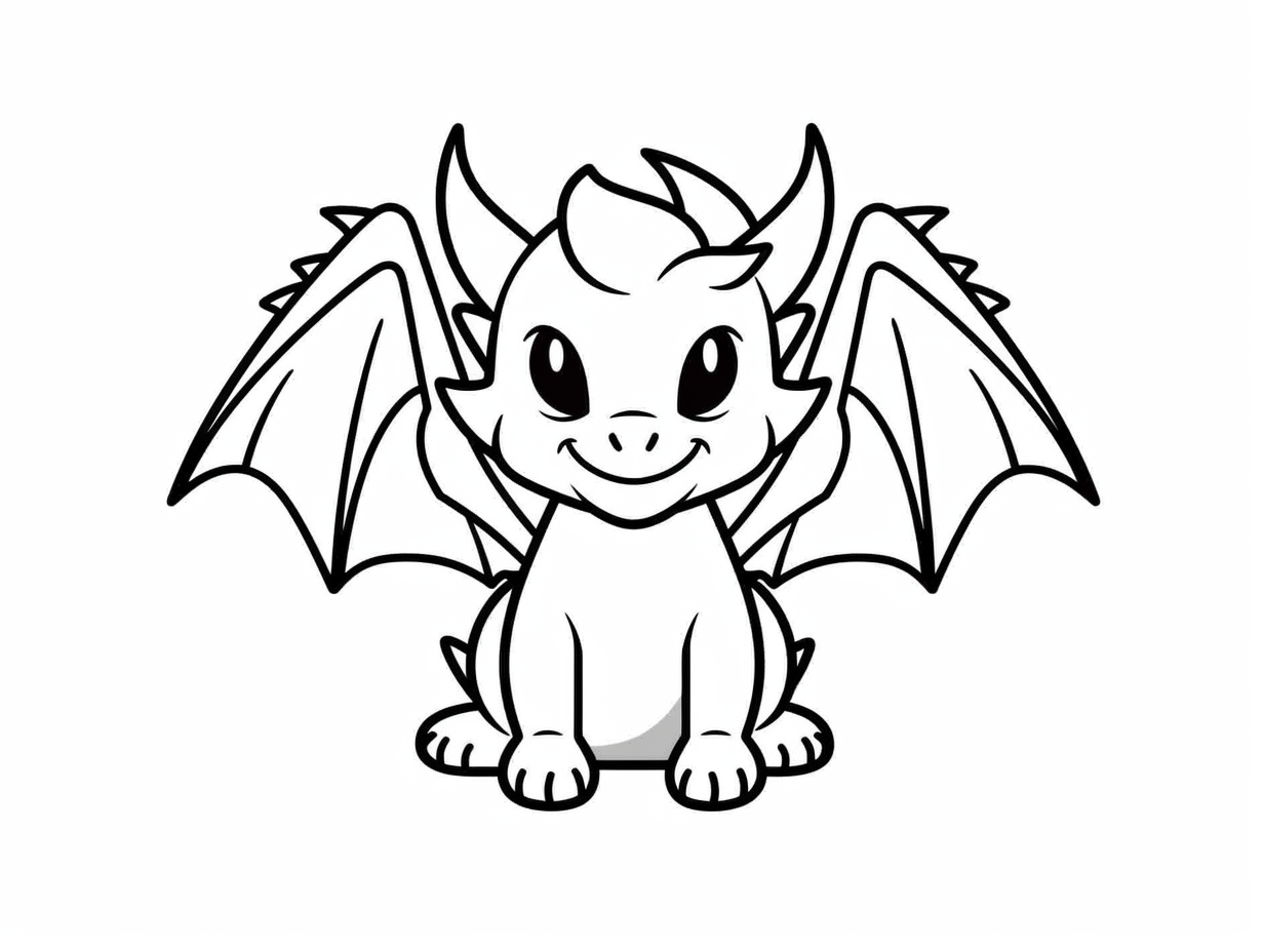 Fun Flying Dragon To Color - Coloring Page