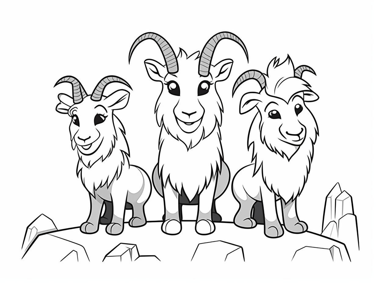 Fun Tale Of The Three Billy Goats Gruff - Coloring Page