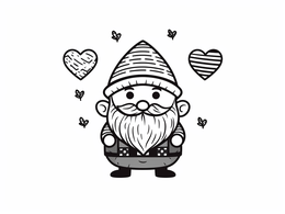Free printable Fun Valentine Gnome To Color coloring page