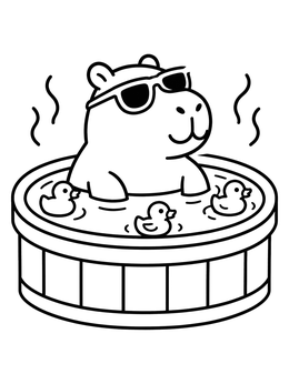 Free printable Cool Capybara In Hot Tub coloring page